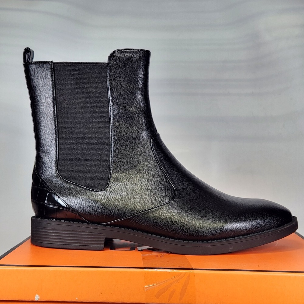 Ninety Union Boots Women Size 12 Black Cassidy Chelsea Croc Texture Heel